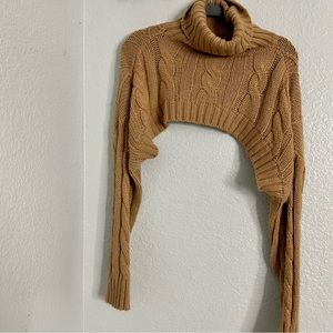 Cropped brown turtleneck sweater